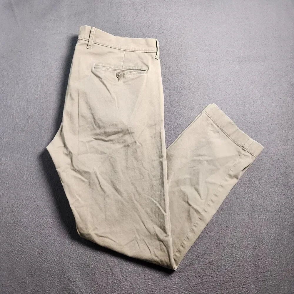 J. Crew 484 Slim Chino Pants Men 34X30 (36X28) Dark Tan Stretch Straight Leg
